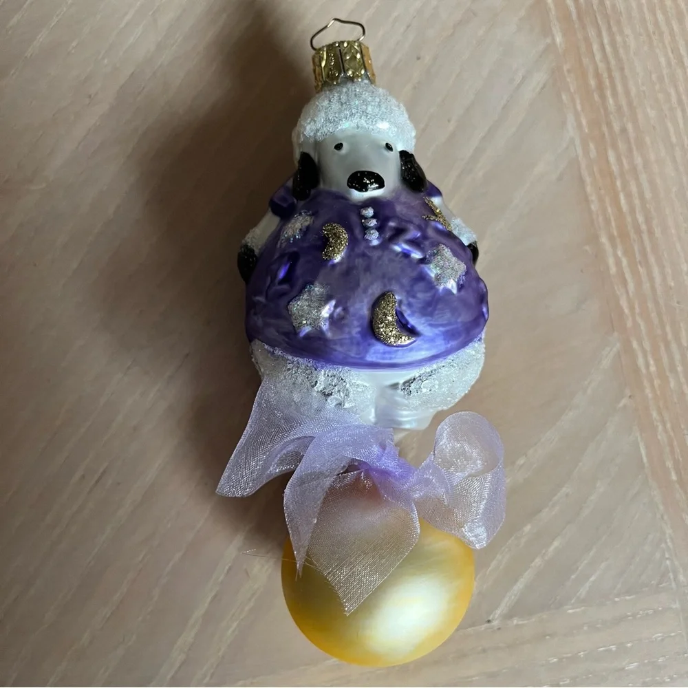 CHRISTBORN Vintage Dog in Purple Sweater Christmas Holiday Glass Ornament